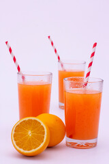 Cocktail drink-orange juice fresh juice with strawberry with lemon orange, mango, pineapple, apple, grapes isolated on white background. High-resolution image