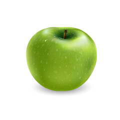Fresh green apple on a white background.