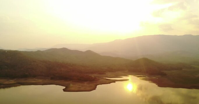 Beautiful sunset view at Huai Pa Daeng lake in Phetchabun, Thailand