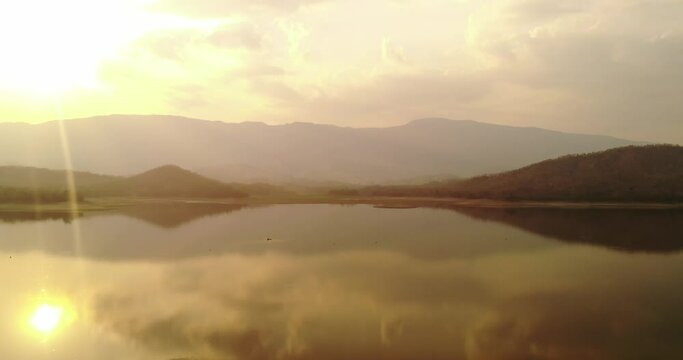 Beautiful sunset view at Huai Pa Daeng lake in Phetchabun, Thailand