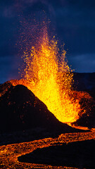 Volcanic eruption in Mt Fagradalsfjall, Southwest Iceland. The eruption began in March 2021, only...