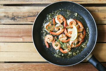 Grilled lemon butter herb shrimps