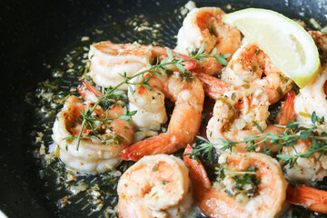 Grilled lemon butter herb shrimps