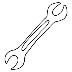 Hook crane nut key isolated on white background. Freehand outline ink hand drawn symbol