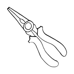 Combination pliers - An hand drawn vector illustration, one isolated object.