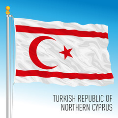 Northern Cyprus official national flag, turkish territory, vector illustration