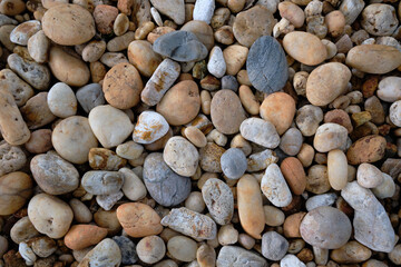 pebble stones with different size and color nature background