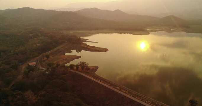 Beautiful sunset view at Huai Pa Daeng lake in Phetchabun, Thailand