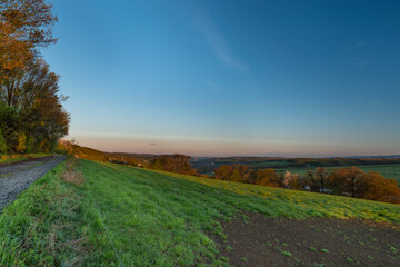 Obraz premium Vizovice town with sunrise of orange sun and fresh color air