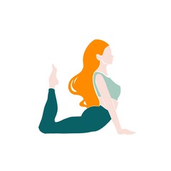 Obraz na płótnie Canvas Young girl yoga posing. Flat style illustration. Blond