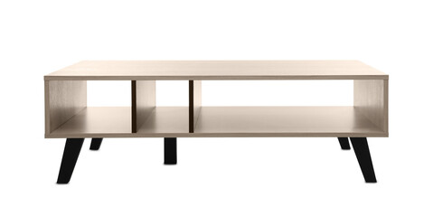Stylish console table on white background. Interior element
