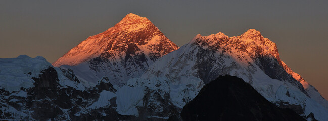 Golden mount Everest and Nuptse...