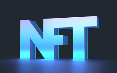 NFT - non fungible token - crypto-art - NFT metal icon concept in 3D 