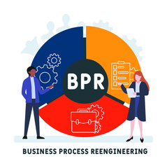 Flat design with people. BPR - Business Process Reengineering acronym. business concept background. Vector illustration for website banner, marketing materials, business presentation, online advertisi