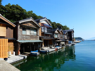 Fototapeta na wymiar 伊根の舟屋　funeya, the fishing village of ine, kyoto, japan