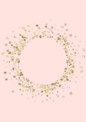 Golden Polka Paper Pink Background. Isolated