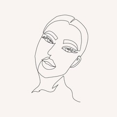 One line girl poster. Modern line art. Fashion print design 