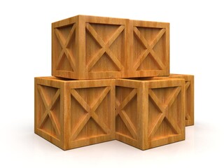 Pile of Stacked Sealed Goods Wooden Boxes