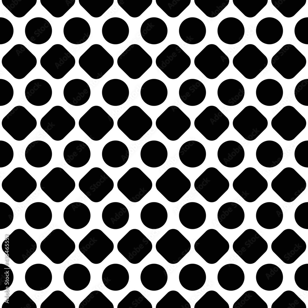 Fototapete black shapes. minimal pattern. vector seamless and simple circles and squares ornament.