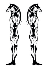 double twins abstract ethnic numb statue anubis jackal head print symbol sticker