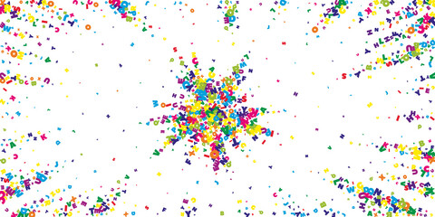 Falling letters of English language. Vivid flying words of Latin alphabet. Foreign languages study concept. Artistic back to school banner on white background.