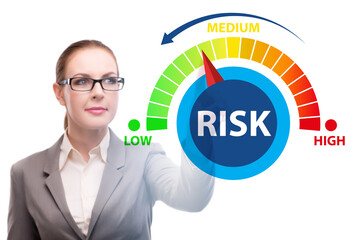 Businesswoman in risk metering and management concept