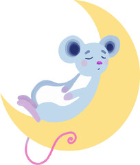Mouse sleeping on the Moon for nursery