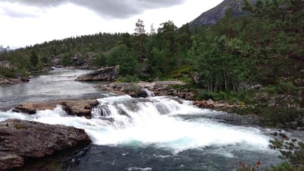 waterfall in the mountains