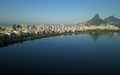 Fototapeta na wymiar Aerial view of Lagoa Rodrigo de Freitas in the south of the city of Rio de Janeiro.