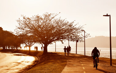 Rio de Janeiro, Brazil, May 5, 2021.
Dawn on Flamengo's embankment bike path in the south of the...