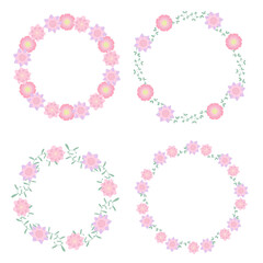 Wreaths, Branches, Laurels with Herbs, Plants and Flowers. Flower wreaths in hand drawn style. Doodle vector illustration.
