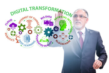 Businessman in digital transformation concept