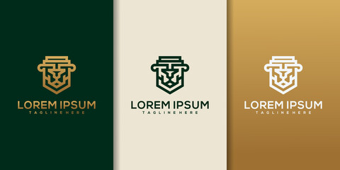 lion law with pillar logo design inspiration.