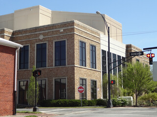 Fototapeta na wymiar Downtown Intersection in Winston-Salem, North Carolina