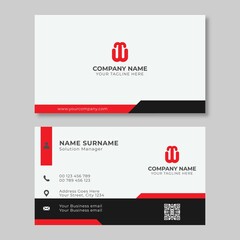 Professional red and black white business card template