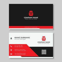Professional red and black white business card template