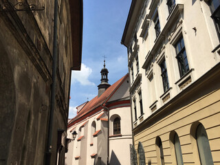 View of the back of the Church of Saints John the Baptist and John the Evangelist in Kraków, Poland
