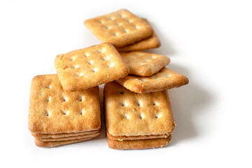 cashew cookies on white indian biscuits wheat biscuits in the plate white background