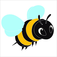 Cute Bee illustration in cartoon style. Funny insect vector illustration