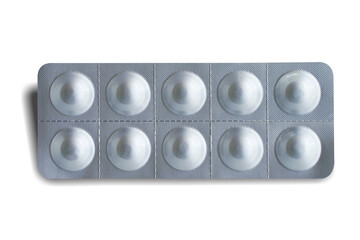 Medicine tablet in  pack  isolated on white background. This has clipping path.    