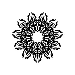 Abstract ornament in a circle. Luxurious pattern with lace motifs. Isolated.