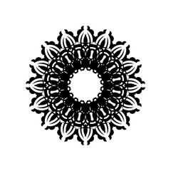 Abstract ornament in a circle. Luxurious pattern with lace motifs. Good for tattoos, prints, and postcards. Isolated. Vector