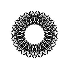 Abstract ornament in a circle. Luxurious pattern with lace motifs. Good for tattoos, prints, and postcards. Isolated.