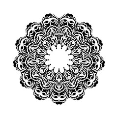 Abstract ornament in a circle. Luxurious pattern with lace motifs. Good for tattoos, logos, prints and postcards. Isolated. Vector