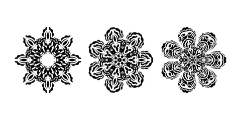 SET Abstract ornament in a circle. Luxurious pattern with lace motifs. Isolated. Vector illustration