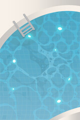 Pool top view. Summer banner. Vector illustration.