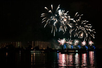 fireworks on a river