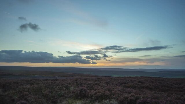 Danby Moors Timelapse Sunset over Heather, North York Moors, Yorkshire