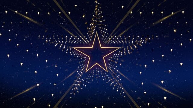 Gold star Background (renewed) in Loop, for stage video background design, visual projection mapping, music video, TV show, presentations, editors and VJs for led screens or fashion show.