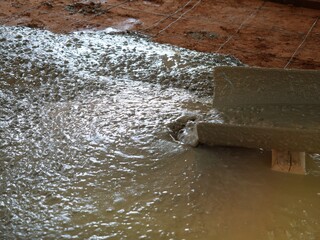 Pour the finished cement in a medium area.